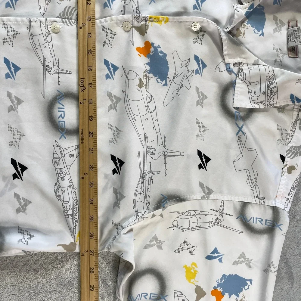 Avirex Shirt Mens XL White Airplane World Map Captain‎ Flying Bomber - Picture 4 of 11